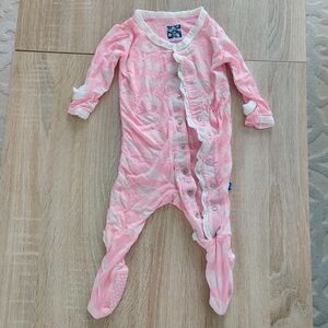 Kickee Pants Pink and White Baby Footie